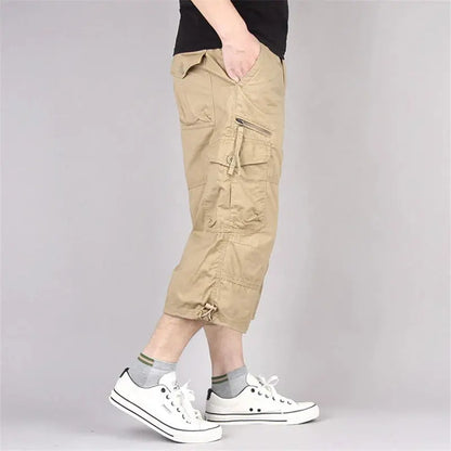 Long Length Cargo Shorts Men Summer Multi-Pocket Casual Cotton Elastic Capri Pants Men Military Tactical Short Hot Breeches  5XL SHOPEZRA L.L.C.