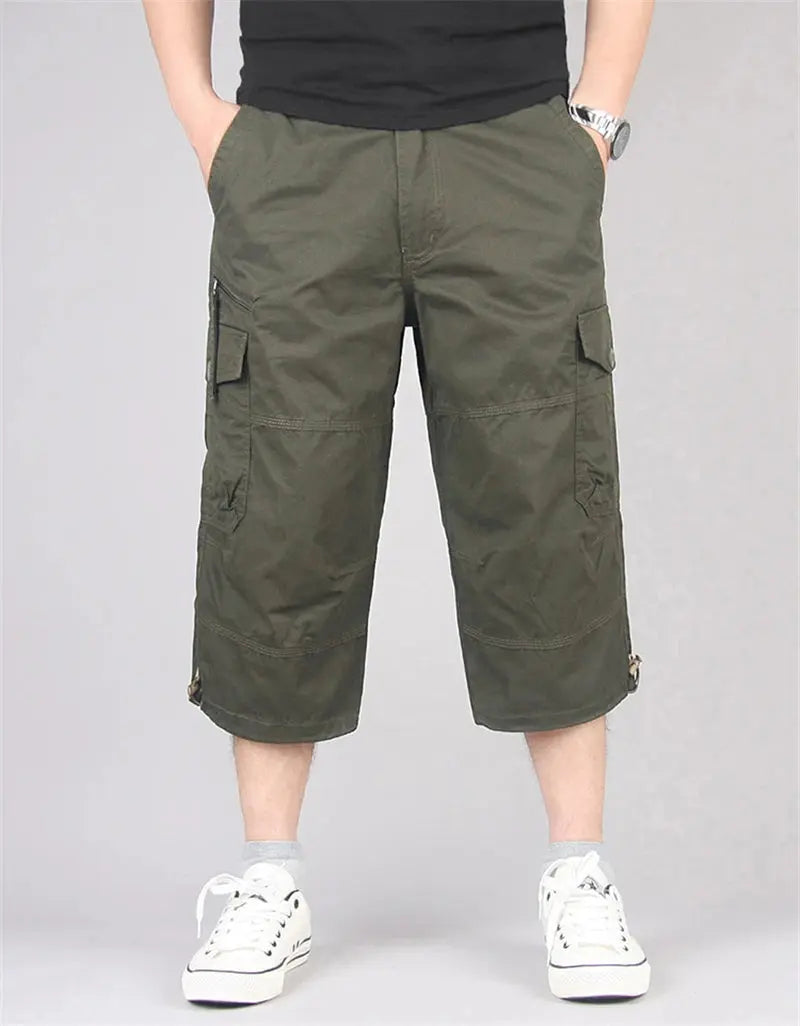 Long Length Cargo Shorts Men Summer Multi-Pocket Casual Cotton Elastic Capri Pants Men Military Tactical Short Hot Breeches  5XL SHOPEZRA L.L.C.