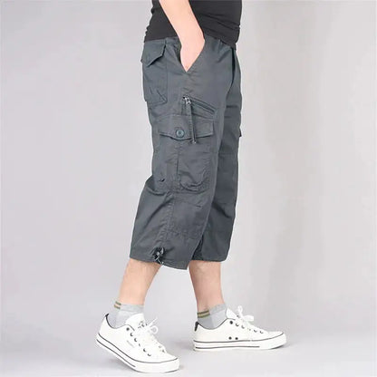 Long Length Cargo Shorts Men Summer Multi-Pocket Casual Cotton Elastic Capri Pants Men Military Tactical Short Hot Breeches 5XL by Dropshipman