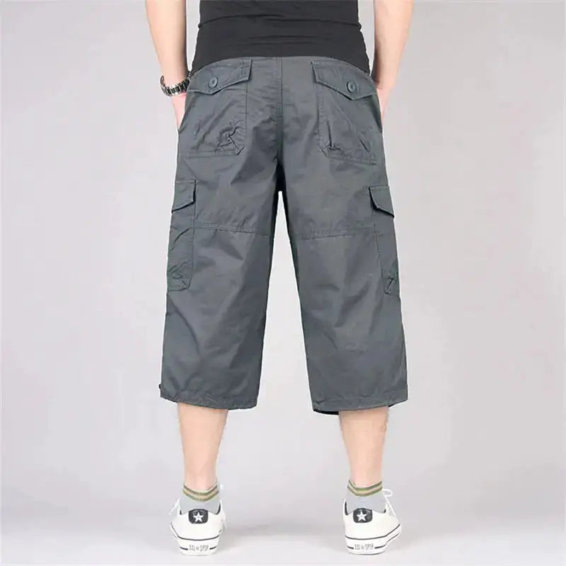 Long Length Cargo Shorts Men Summer Multi-Pocket Casual Cotton Elastic Capri Pants Men Military Tactical Short Hot Breeches 5XL by Dropshipman