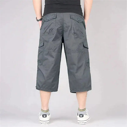 Long Length Cargo Shorts Men Summer Multi-Pocket Casual Cotton Elastic Capri Pants Men Military Tactical Short Hot Breeches 5XL by Dropshipman