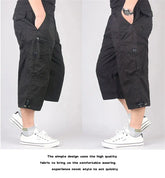 Long Length Cargo Shorts Men Summer Multi-Pocket Casual Cotton Elastic Capri Pants Men Military Tactical Short Hot Breeches  5XL SHOPEZRA L.L.C.