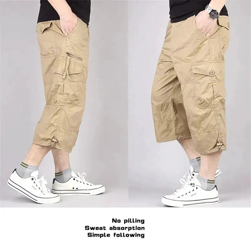 Long Length Cargo Shorts Men Summer Multi-Pocket Casual Cotton Elastic Capri Pants Men Military Tactical Short Hot Breeches 5XL by Dropshipman