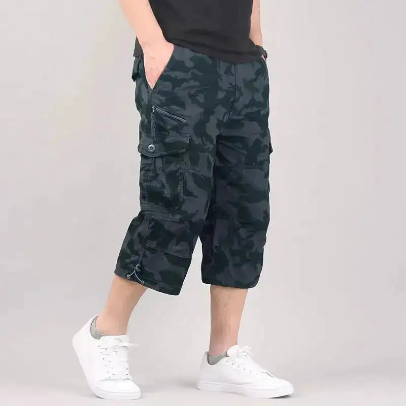 Long Length Cargo Shorts Men Summer Multi-Pocket Casual Cotton Elastic Capri Pants Men Military Tactical Short Hot Breeches 5XL by Dropshipman