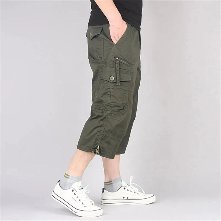 Long Length Cargo Shorts Men Summer Multi-Pocket Casual Cotton Elastic Capri Pants Men Military Tactical Short Hot Breeches  5XL SHOPEZRA L.L.C.