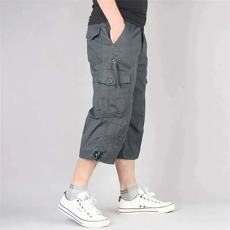 Long Length Cargo Shorts Men Summer Multi-Pocket Casual Cotton Elastic Capri Pants Men Military Tactical Short Hot Breeches 5XL by Dropshipman