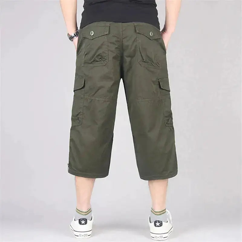 Long Length Cargo Shorts Men Summer Multi-Pocket Casual Cotton Elastic Capri Pants Men Military Tactical Short Hot Breeches 5XL by Dropshipman