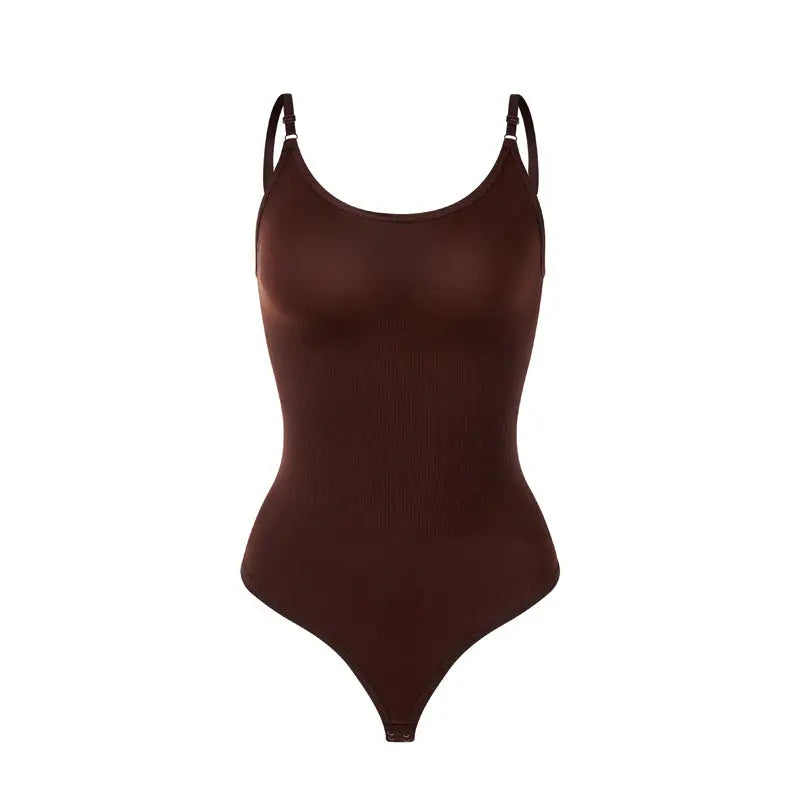 Black plus size bodysuit from SHOPEZRA L.L.C. featuring tummy control, seamless design, thong style, and high-elastic thread for shaping.