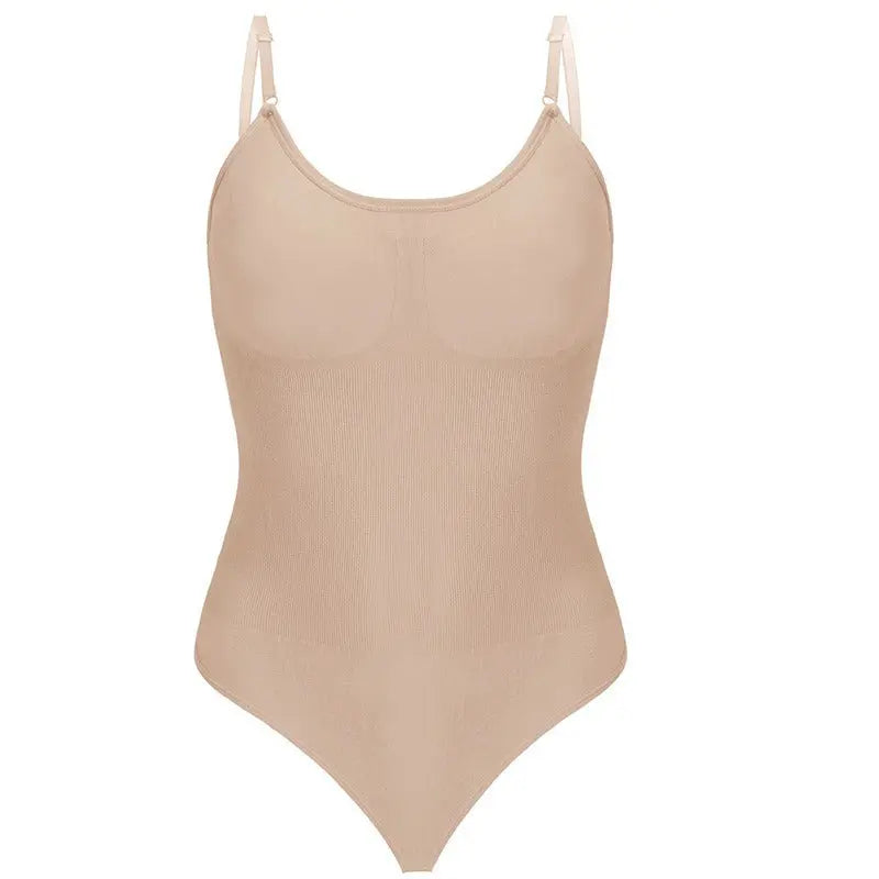 Black plus size body shaper bodysuit with tummy control, thong back, seamless design, high elasticity from SHOPEZRA L.L.C.