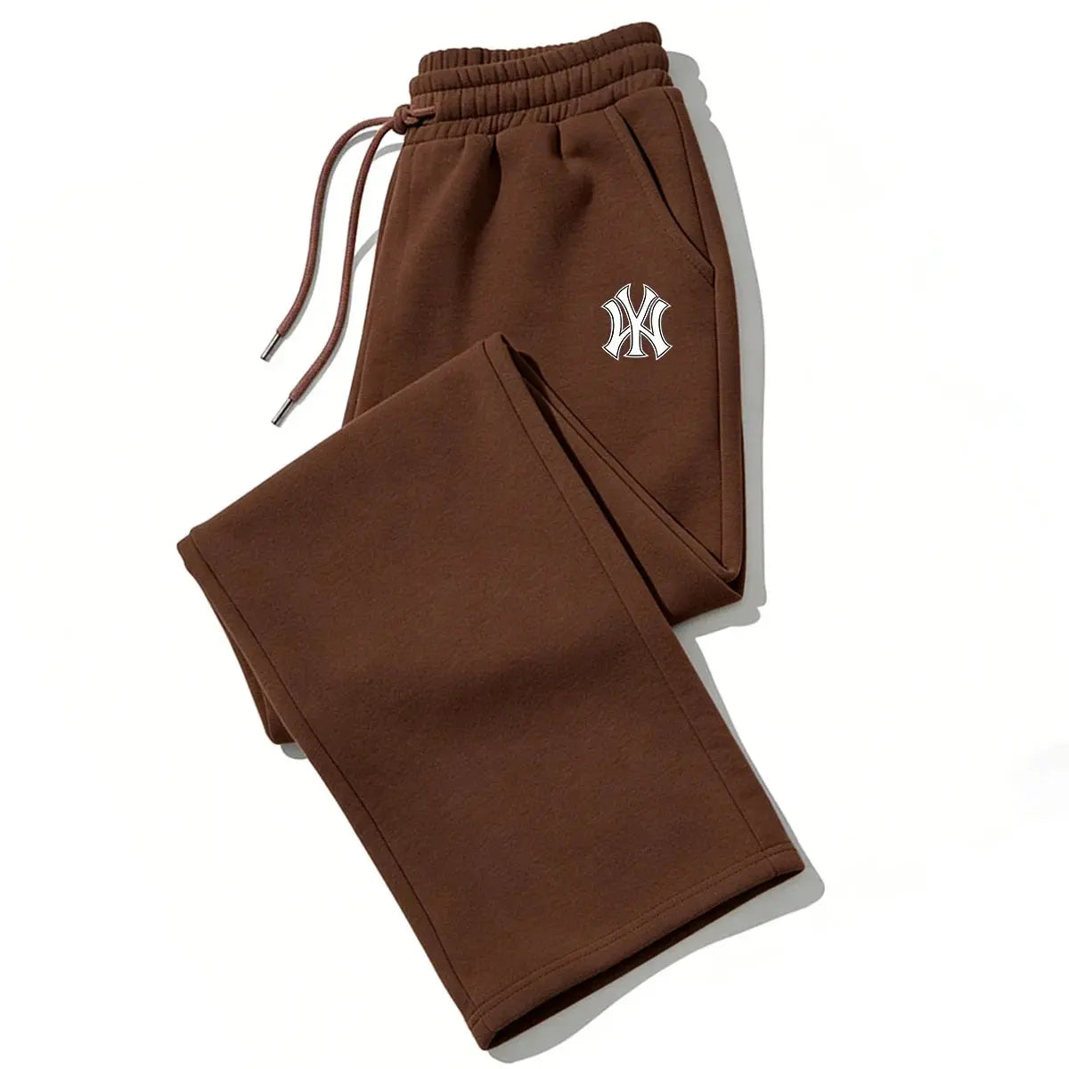 Black men's sweatpants with printing design, elastic waist, and jogger style, made of soft high-quality fabric for casual streetwear.