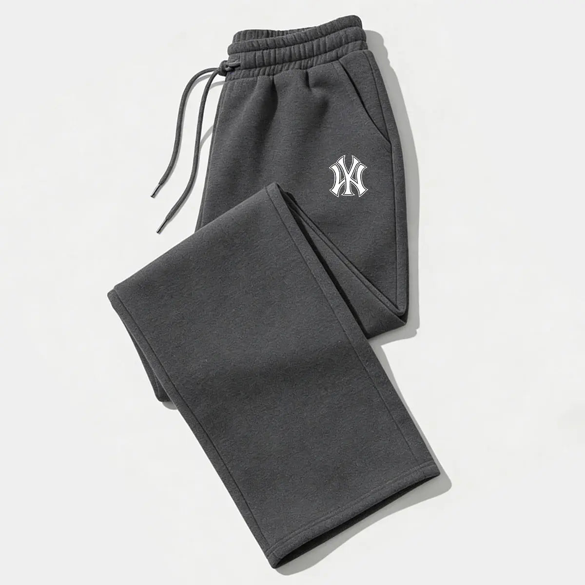 Black men's sweatpants by SHOPEZRA L.L.C. with printing design, elastic waistband, soft fabric, casual jogger style, high quality