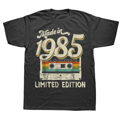 Funny Made In 1985 Limited Edition 39th Birthday Cassette Tape T Shirt Cotton Streetwear Short Sleeve Birthday Gifts T-shirt Men by Dropshipman