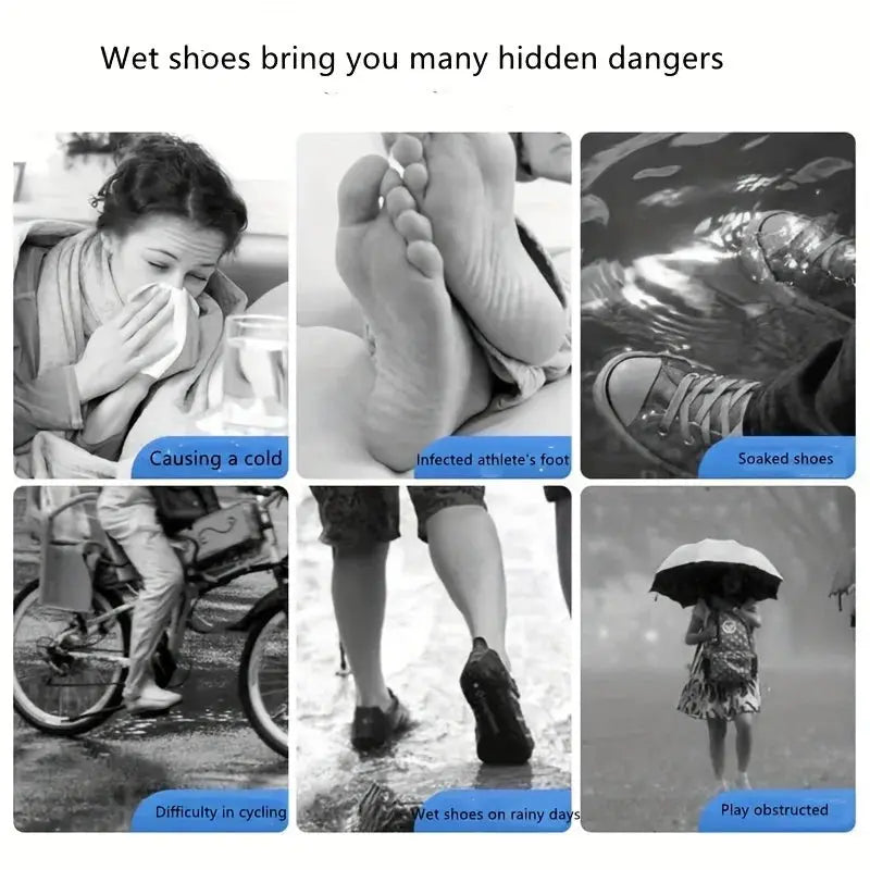 Set of 10/20/30 transparent disposable shoe covers by SHOPEZRA L.L.C., waterproof, thick, wear-resistant outdoor foot protection.