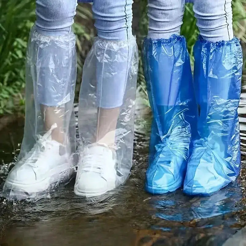 10/20/30pcs Rainy disposable shoe covers, transparent plastic outdoor thick wear-resistant waterproof isolation foot covers by Dropshipman