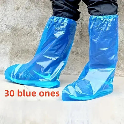 10/20/30pcs Rainy disposable shoe covers, transparent plastic outdoor thick wear-resistant waterproof isolation foot covers by Dropshipman
