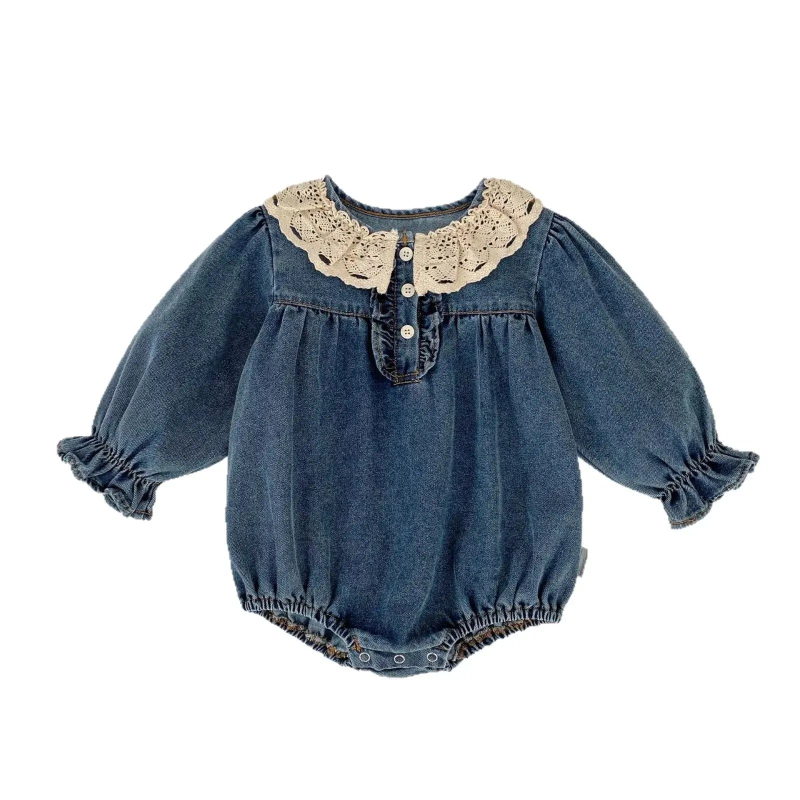 Baby girl denim long sleeve outfit from SHOPEZRA L.L.C. featuring princess-style climbing clothes for spring and autumn.