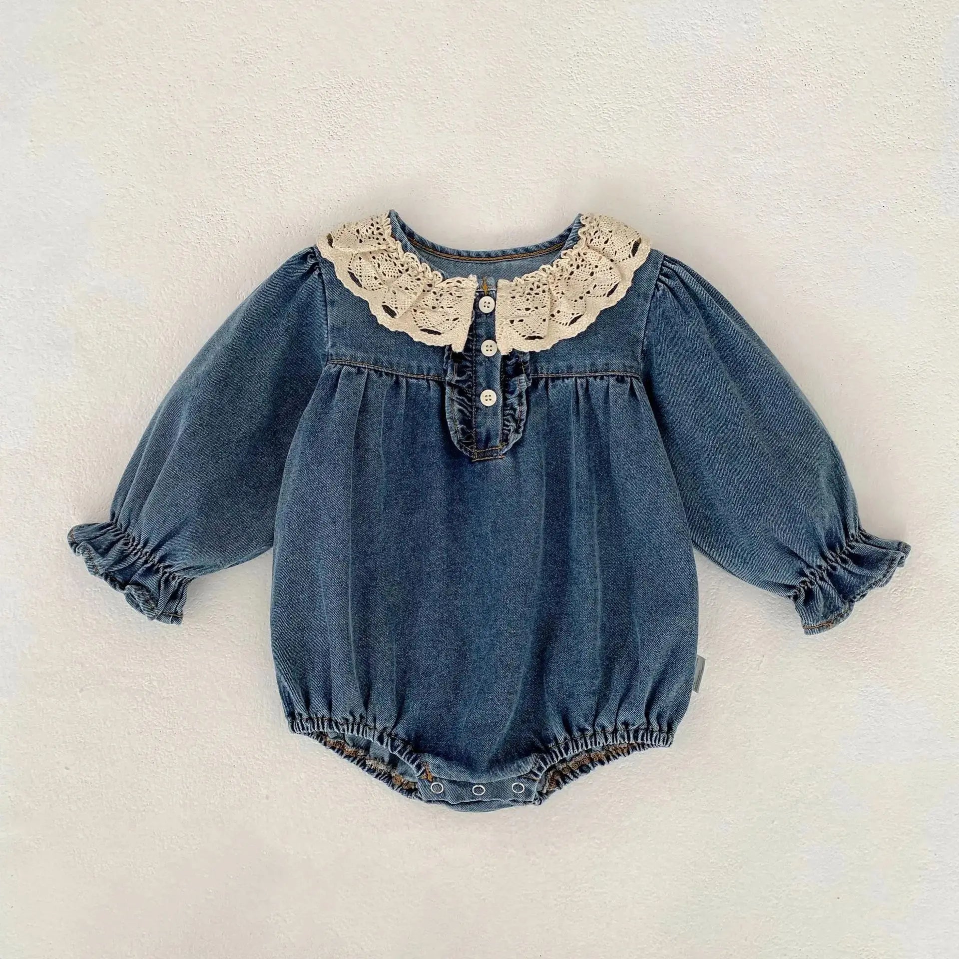 Blue denim baby girl long sleeve clothes from SHOPEZRA L.L.C., perfect for spring and autumn, featuring princess-style design.