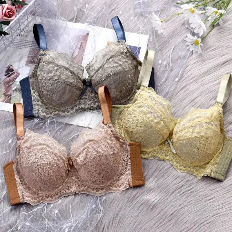 Inter-color sexy transparent underwear ladies with steel ring lace bra gathered comfortable underwear manufacturers wholesale explosions by Dropshipman
