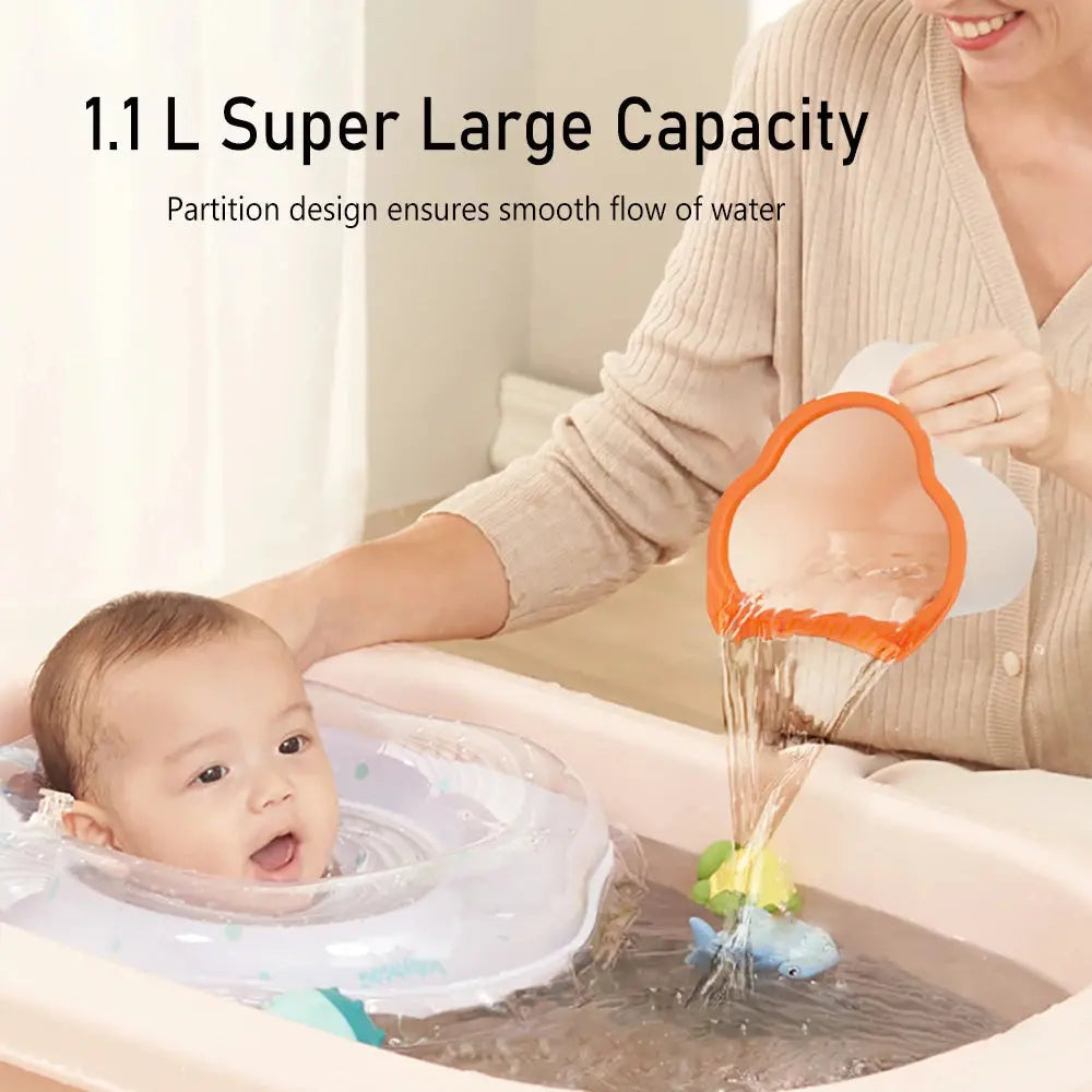 Blue baby bath rinse cup for newborns and kids, used for gentle hair washing during bath time by SHOPEZRA L.L.C.