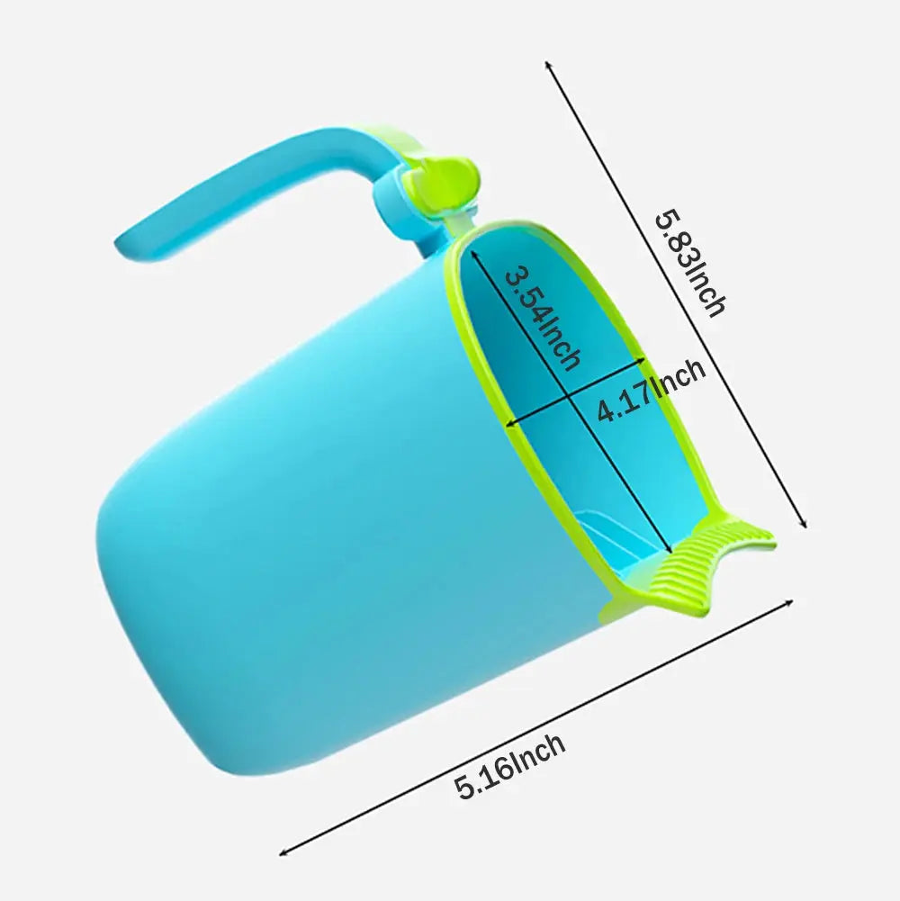 Blue SHOPEZRA L.L.C. baby bath rinse cup with a child-friendly design for gentle hair washing during bath time.