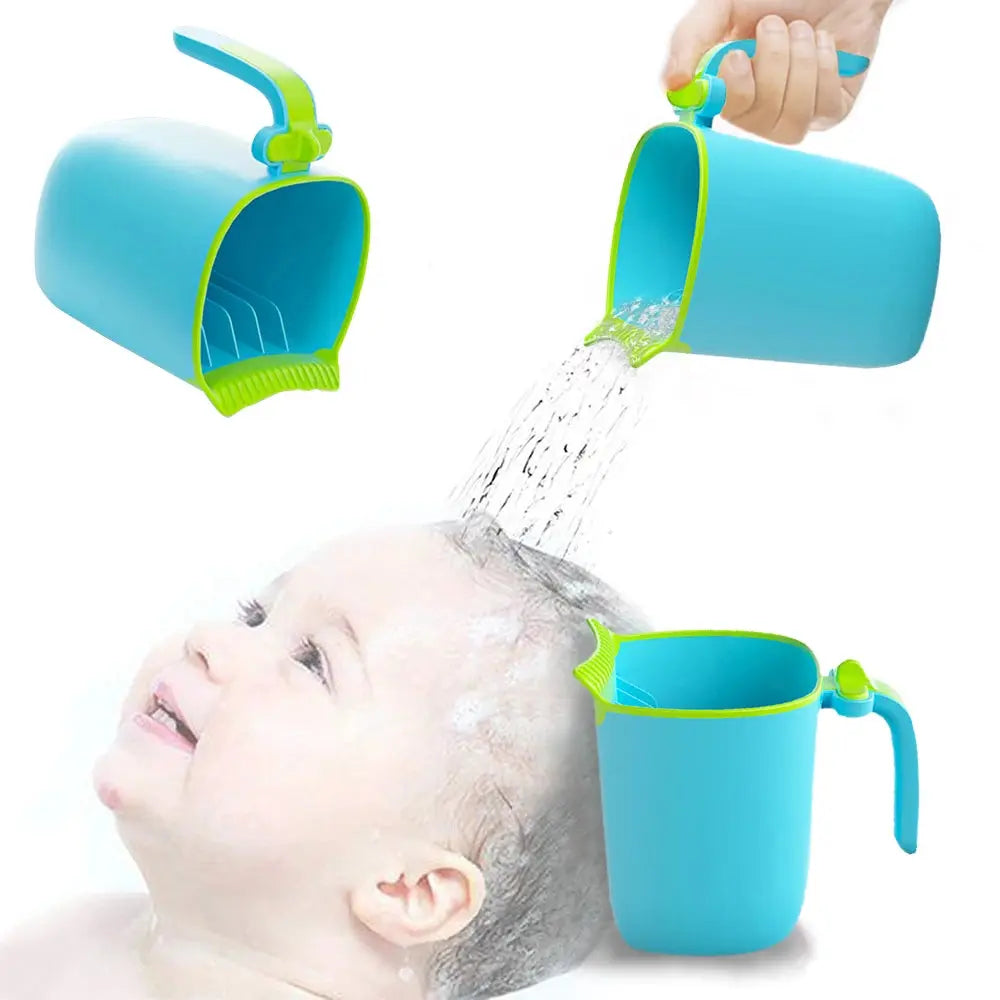 Blue baby bath rinse cup for newborns and kids, used for gentle hair washing and bathing, from SHOPEZRA L.L.C.