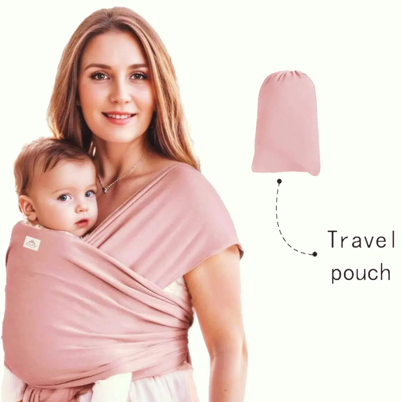 Blue SHOPEZRA L.L.C. baby carrier made of knitted fabric, designed for front-carrying, sleeping, breastfeeding, and outings.