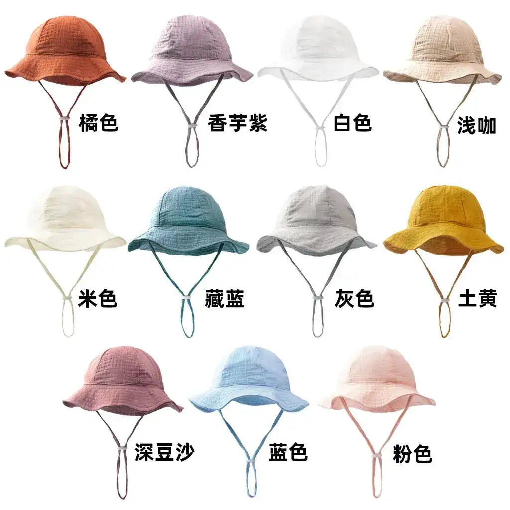Baby Cotton Bucket Hats New Children Sunscreen Outdoor Caps Boys Girls Print Panama Hat Unisex Beach Fishing Hat For 3-12 Months by Dropshipman