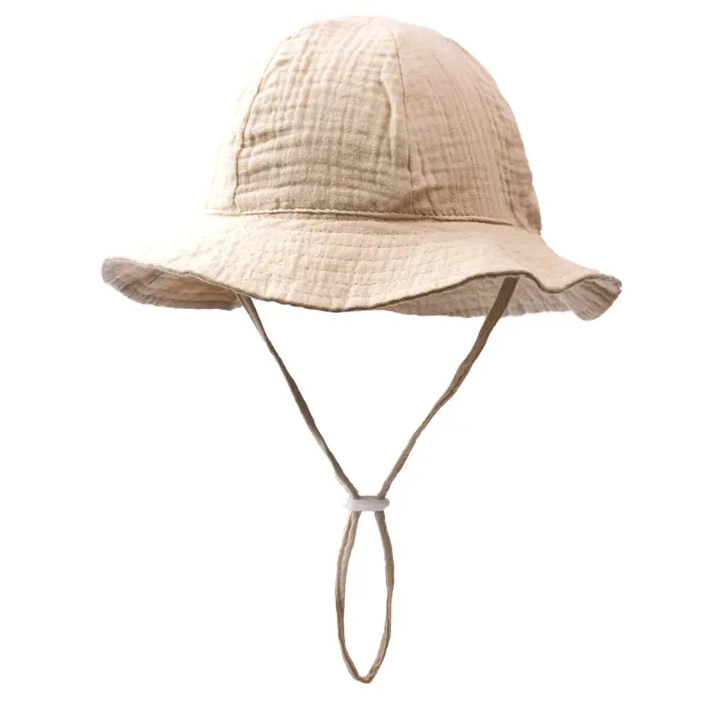 Blue baby cotton bucket hat by SHOPEZRA L.L.C., unisex print Panama style sun hat for children 3-12 months, ideal for outdoor activities.
