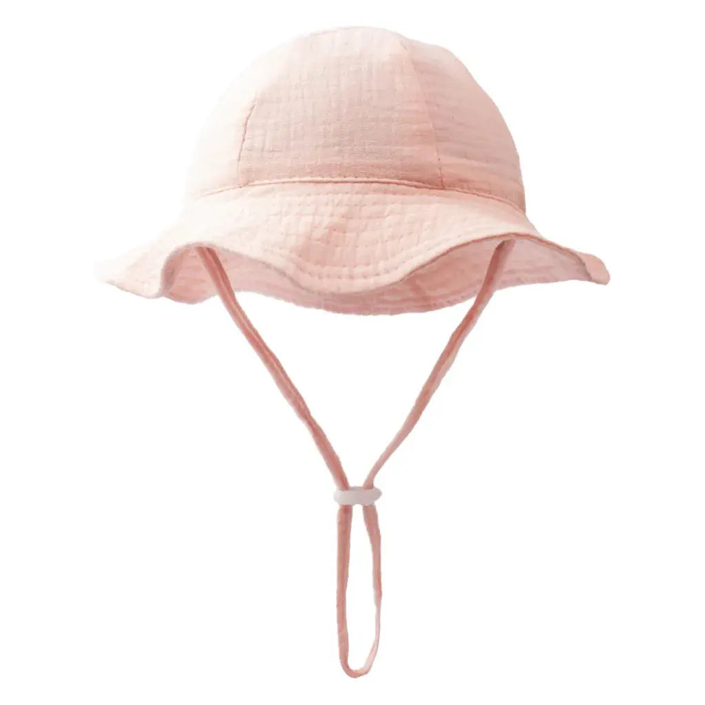 Blue baby cotton bucket hat by SHOPEZRA L.L.C. for children, unisex outdoor sun protection, beach, fishing, for 3-12 months.