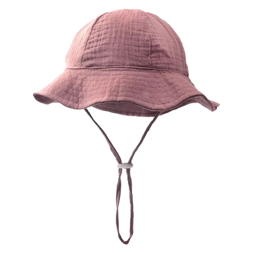 Blue baby cotton bucket hat by SHOPEZRA L.L.C. for children 3-12 months, sun protection, unisex beach and outdoor fishing hat.