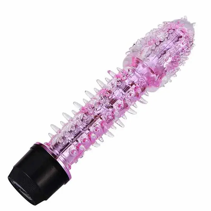 Blue dildo vibrator for women with dotted, ribbed, and barbed design, vibrating G-spot and clitoris stimulator, sex toy from SHOPEZRA L.L.C.