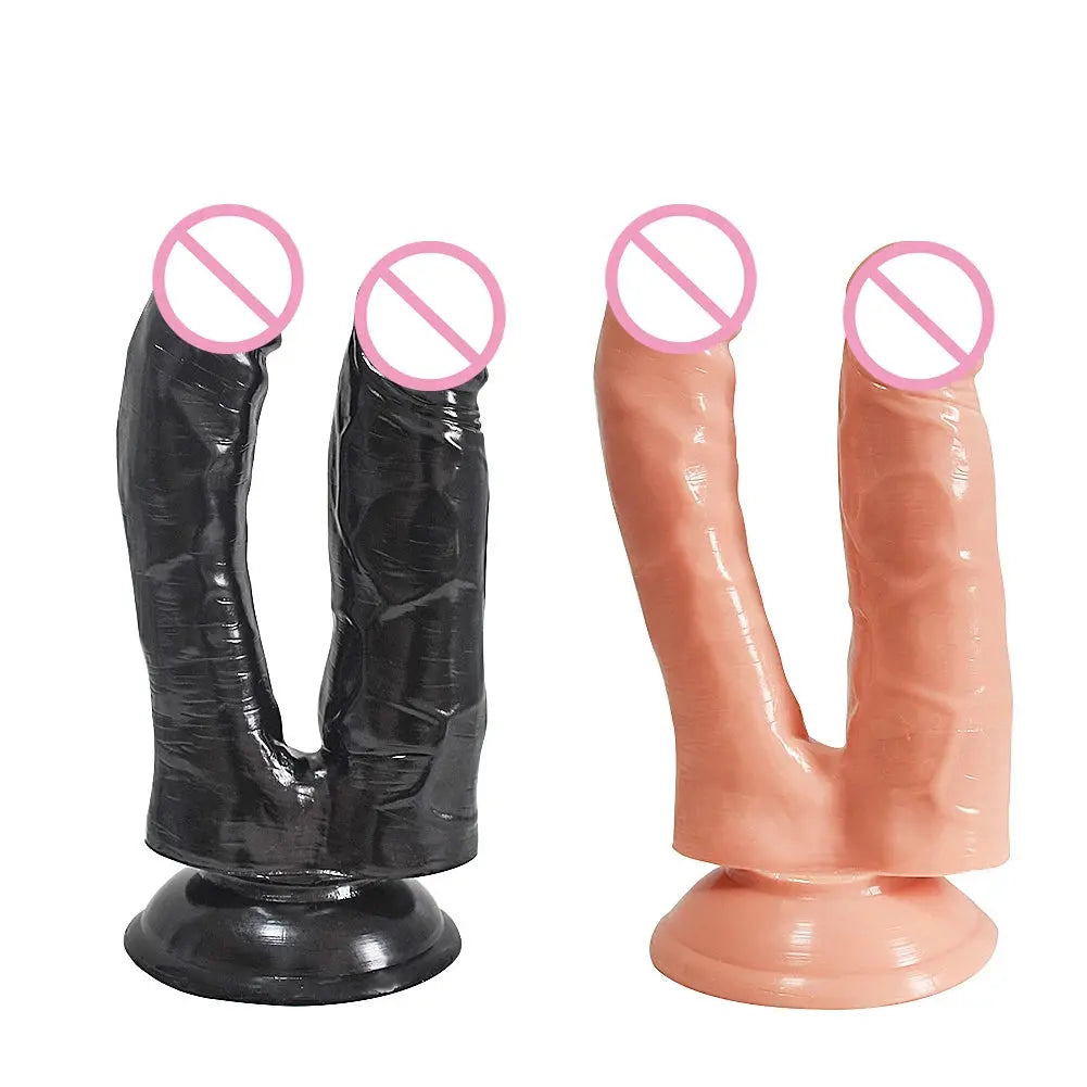 Blue double dildo from SHOPEZRA L.L.C., adult BDSM sex toy, erotic anal massager, lesbian-friendly sex toy, realistic penis shape