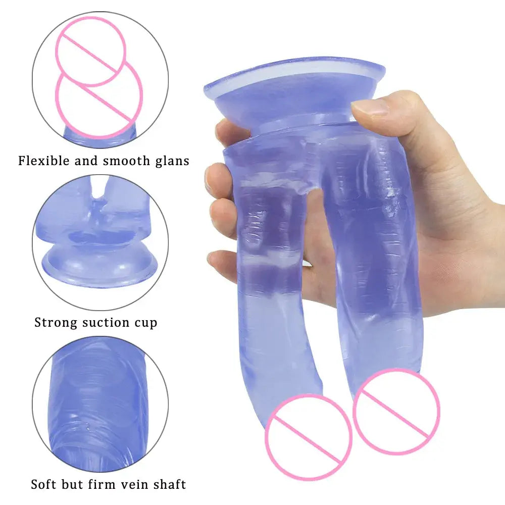 Blue double dildo by SHOPEZRA L.L.C., adult sex toy for women, erotic anal massager, and lesbian pleasure device.