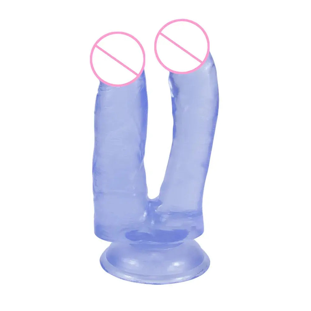 Blue double dildo by SHOPEZRA L.L.C., erotic anal massager and sex toy for women, featuring realistic penis design for adult pleasure.