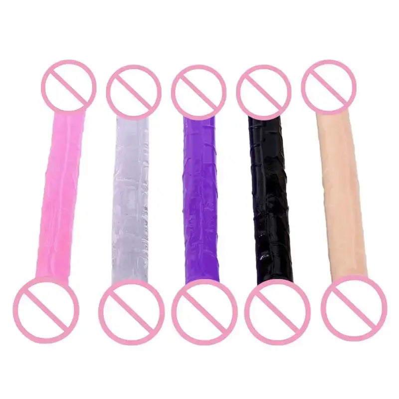 Blue double-ended realistic jelly dildo, waterproof and flexible, designed for women and couples, ideal for bedroom pleasure.