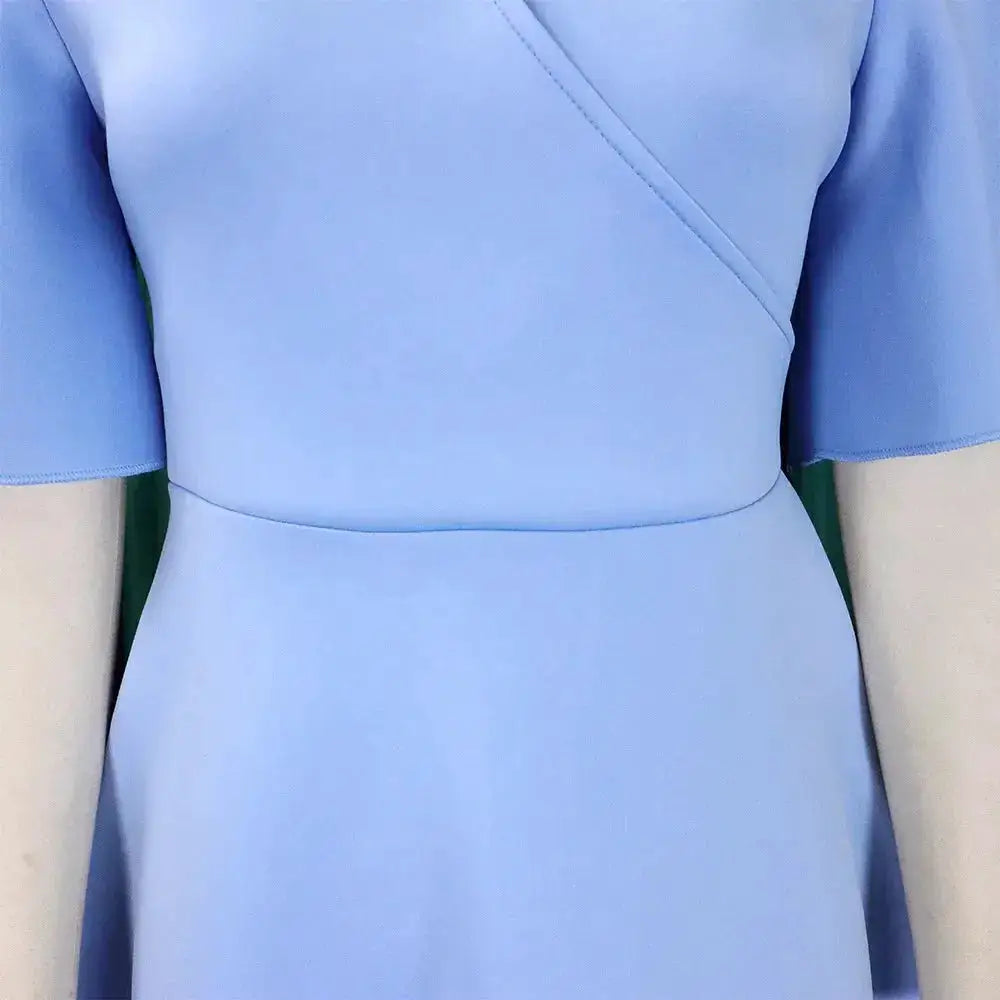Elegant Dresses for Women V Neck Flare Sleeve High Waisted Pleated A Line Mid Calf Luxury Birthday Party Dinner Vestidos Mujer by Dropshipman