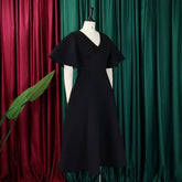 Elegant Dresses for Women V Neck Flare Sleeve High Waisted Pleated A Line Mid Calf Luxury Birthday Party Dinner Vestidos Mujer SHOPEZRA L.L.C.