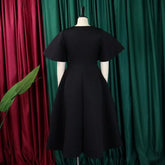 Elegant Dresses for Women V Neck Flare Sleeve High Waisted Pleated A Line Mid Calf Luxury Birthday Party Dinner Vestidos Mujer SHOPEZRA L.L.C.