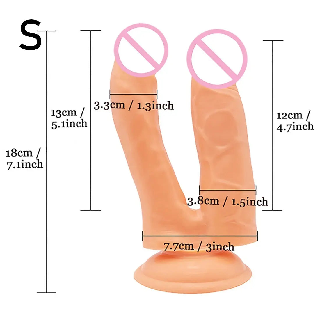 Double penetration sex toy with realistic penis and anal plug, blue silicone design for women’s anal and vaginal pleasure.