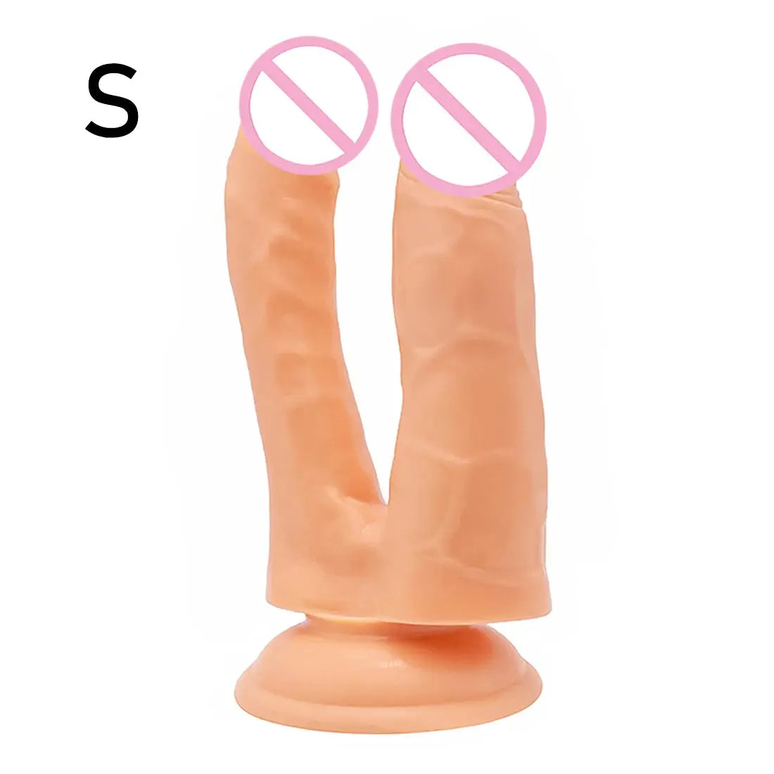 Double penetration sex toy with realistic soft penis, anal and vaginal plugs, large phallus, for women, by SHOPEZRA L.L.C.