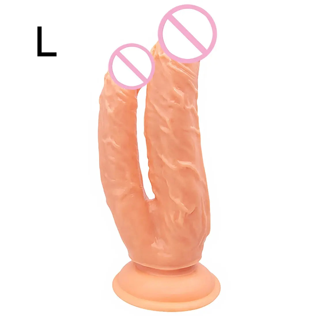 Double penetration sex toy with realistic blue penis, vaginal and anal plugs, designed for women, by SHOPEZRA L.L.C.