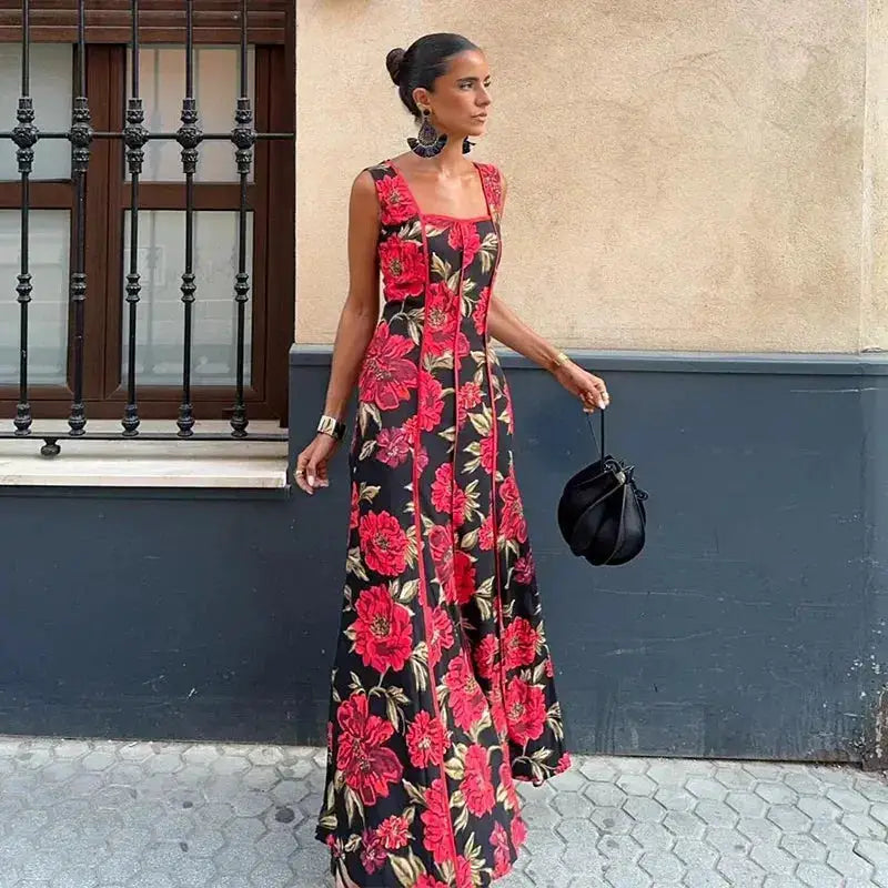 Sexy Printed Flower Long Women&