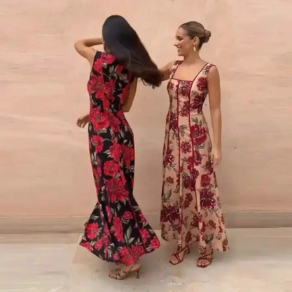 Sexy Printed Flower Long Women&