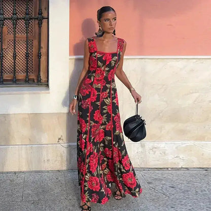 Sexy Printed Flower Long Women&