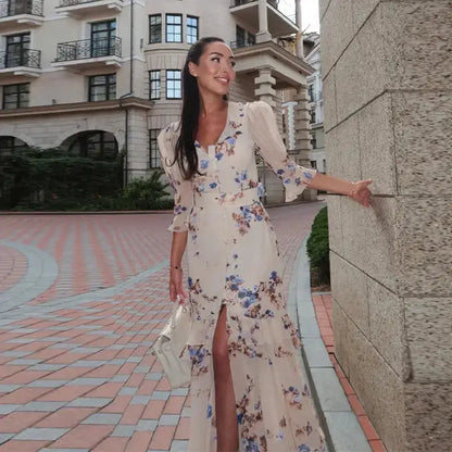 Sexy Printed Flower Long Women&