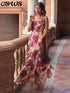 Sexy Printed Flower Long Women&