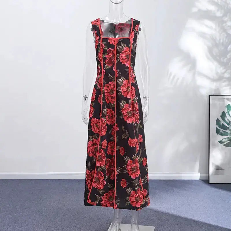Sexy Printed Flower Long Women&