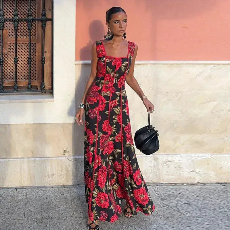 Sexy Printed Flower Long Women&