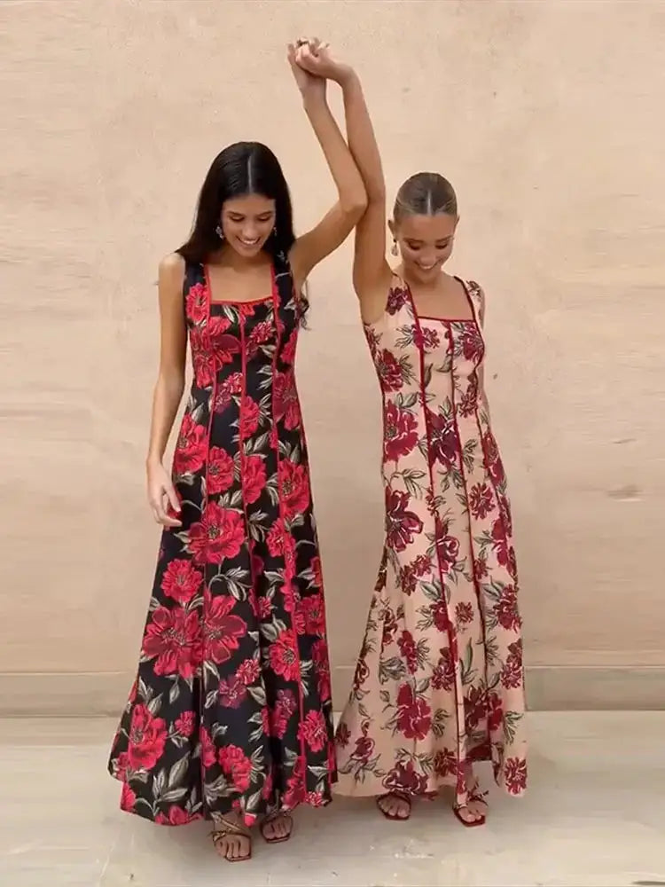 Sexy Printed Flower Long Women&