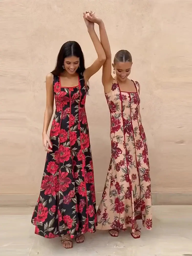 Sexy Printed Flower Long Women&